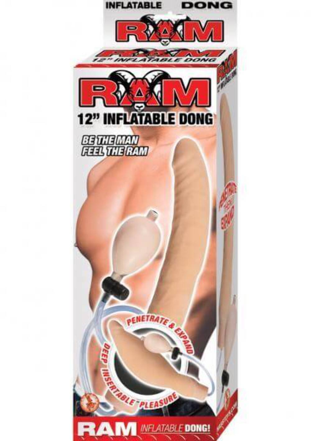 Inflatable Waterproof Dildo Ram 12 Inches Beige