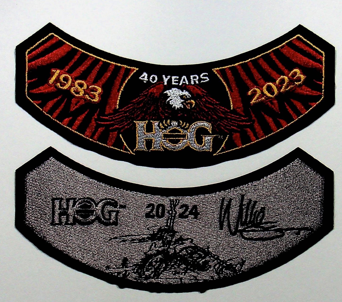 Two Collectable Harley Davidson Hog Patches -KK-68