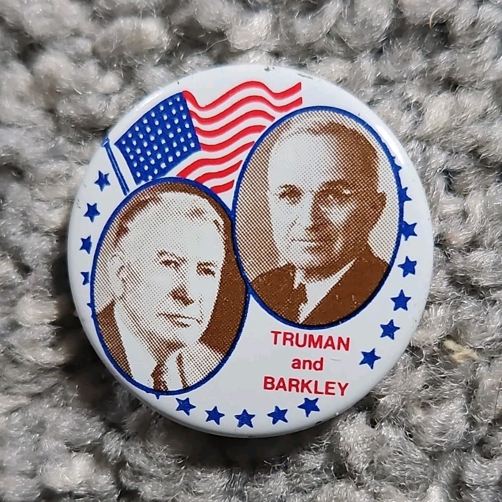 Truman and Barkley Campaign Pinback Button - Campaigns Elections Politics Theme