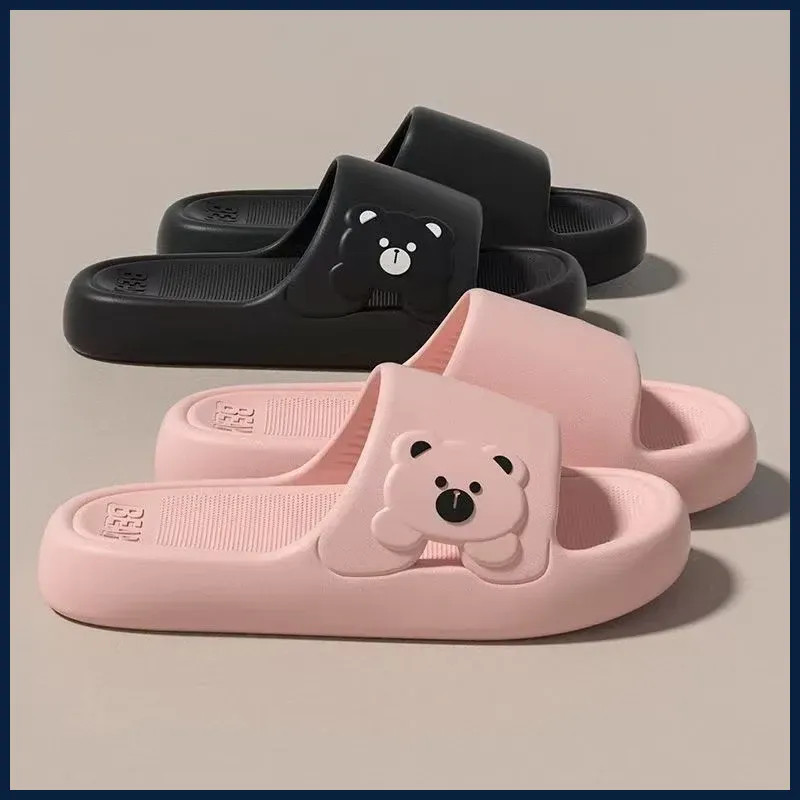 Summer Cartoon Bear Indoor Slippers for Women Lightweight Soft EVA Slides Woman