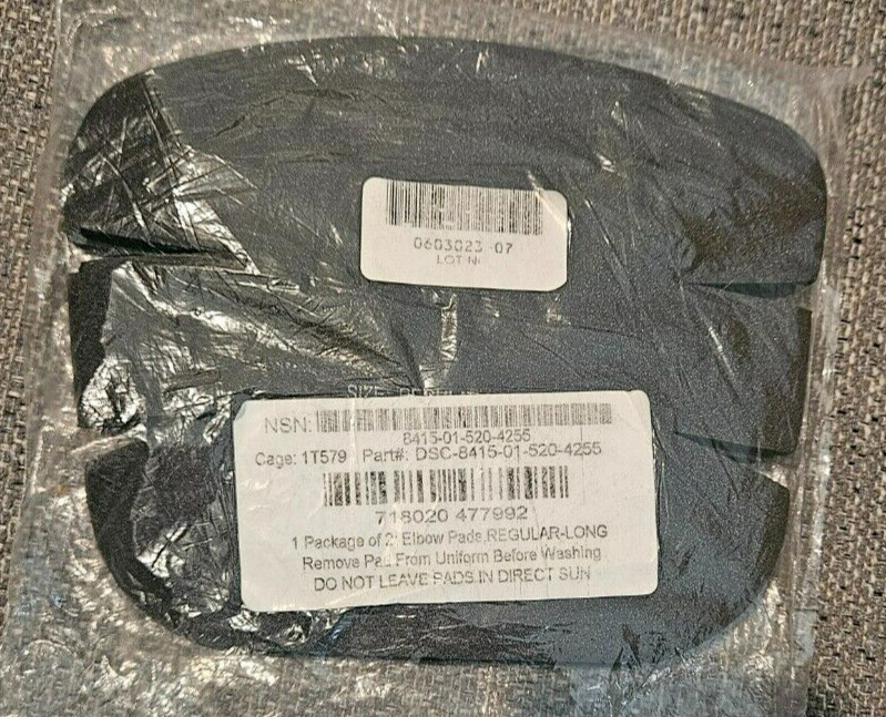 USGI PAIR OF ELBOW PADS FOR DUTY-COMBAT UNIFORM REGULAR-LONG NEW IN PACKAGE