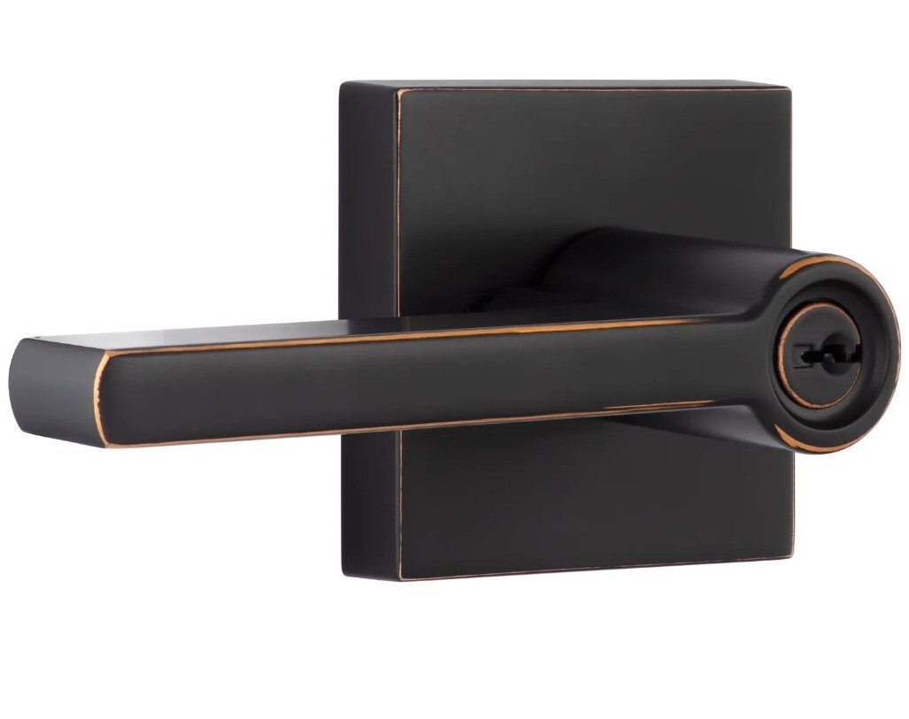 Miseno HLK2201U10 Lorton Flat Bar Single Cylinder Keyed Entry Door Square Bronze