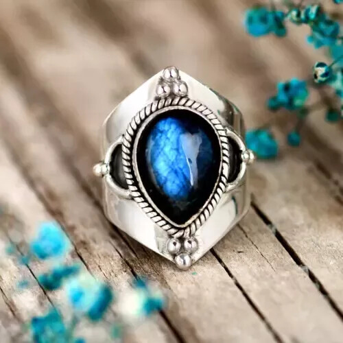 Labradorite Gemstone Handmade 925 Sterling Silver Statement Ring All Size R84