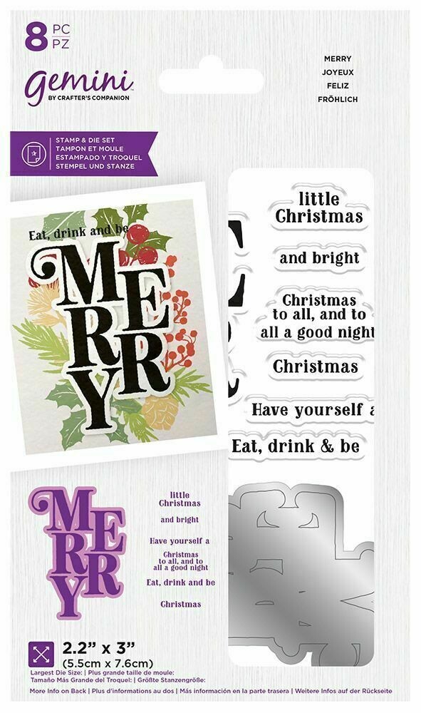 Gemini Cascading Sentiment Merry Dies & Stamps Crafter's Companion