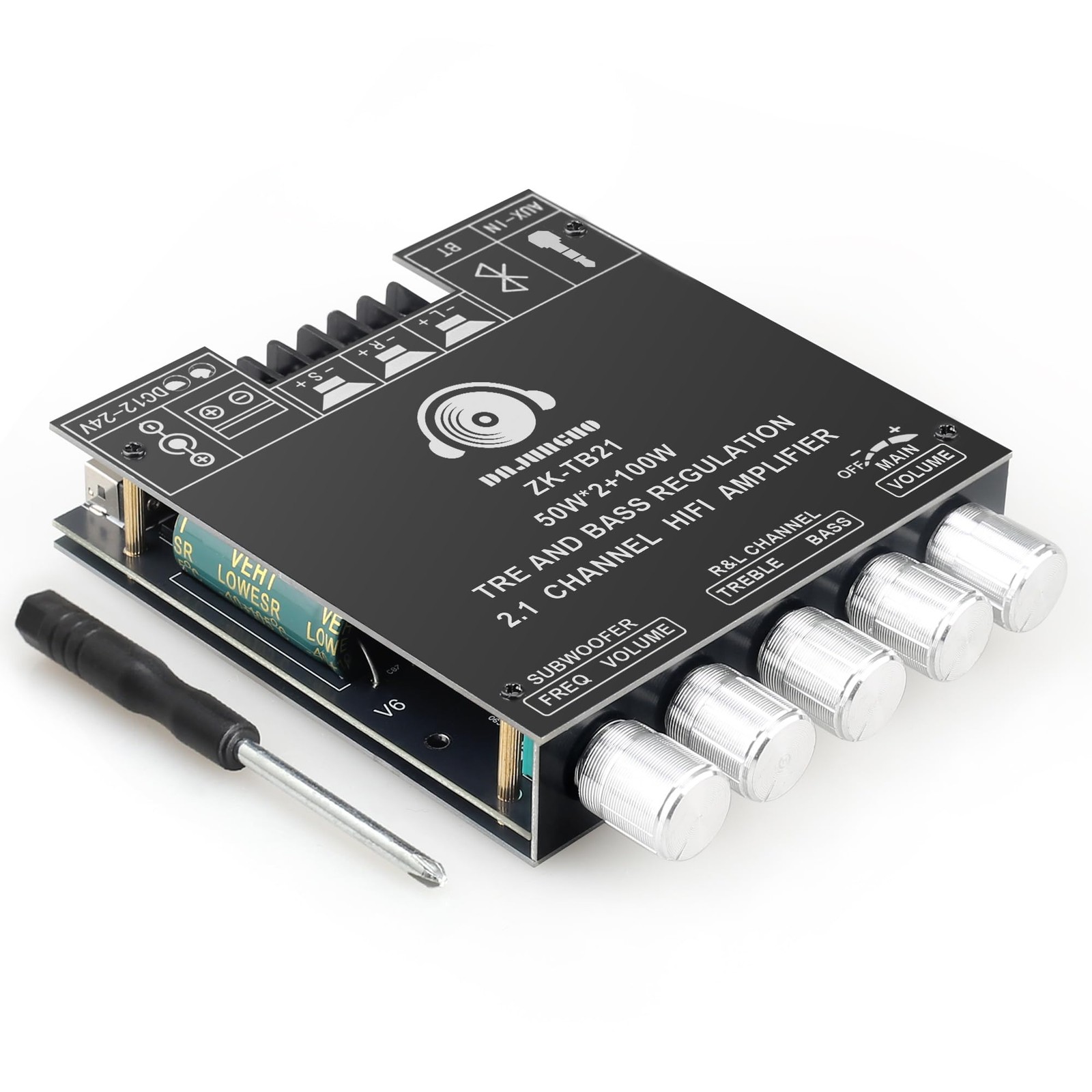 ZK-TB21 2.1 Channel Bluetooth Amplifier Board, DAJUNGUO BLACK