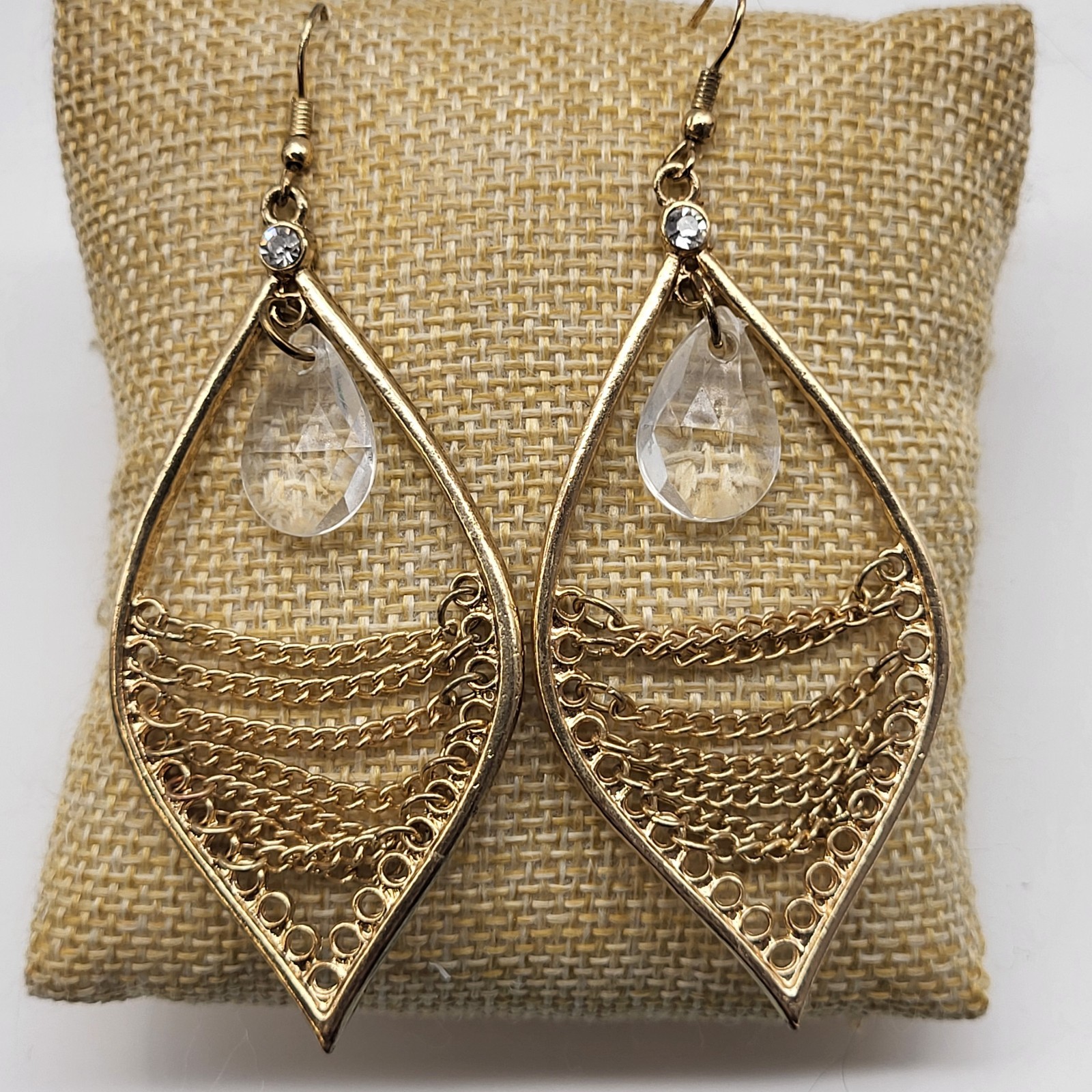 Flamboyant dangle earrings chains crystal Boho Tribal fun