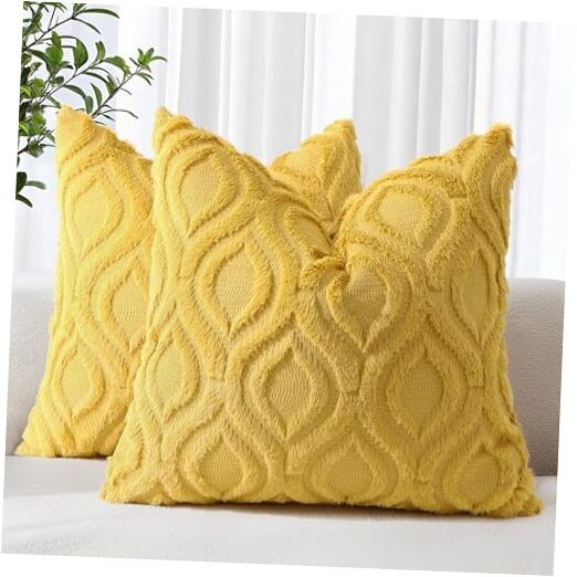 Summer Throw Pillow Covers 18x18 Inch Set 18" x 18" (Pack of 2) Mustard Yellow