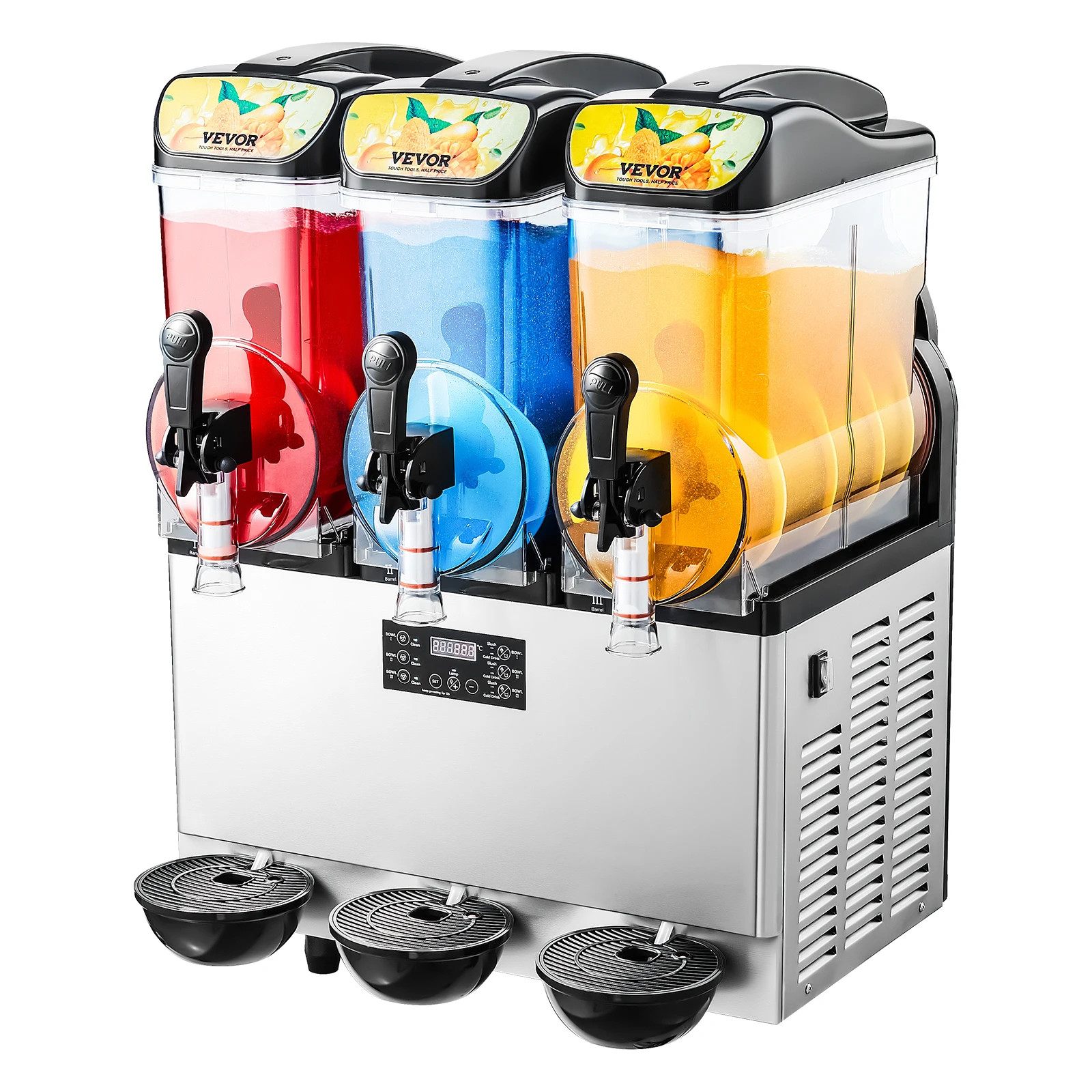 15L Commercial Frozen Drink Maker Triple Tank Slushy Machine for Home Party Bars