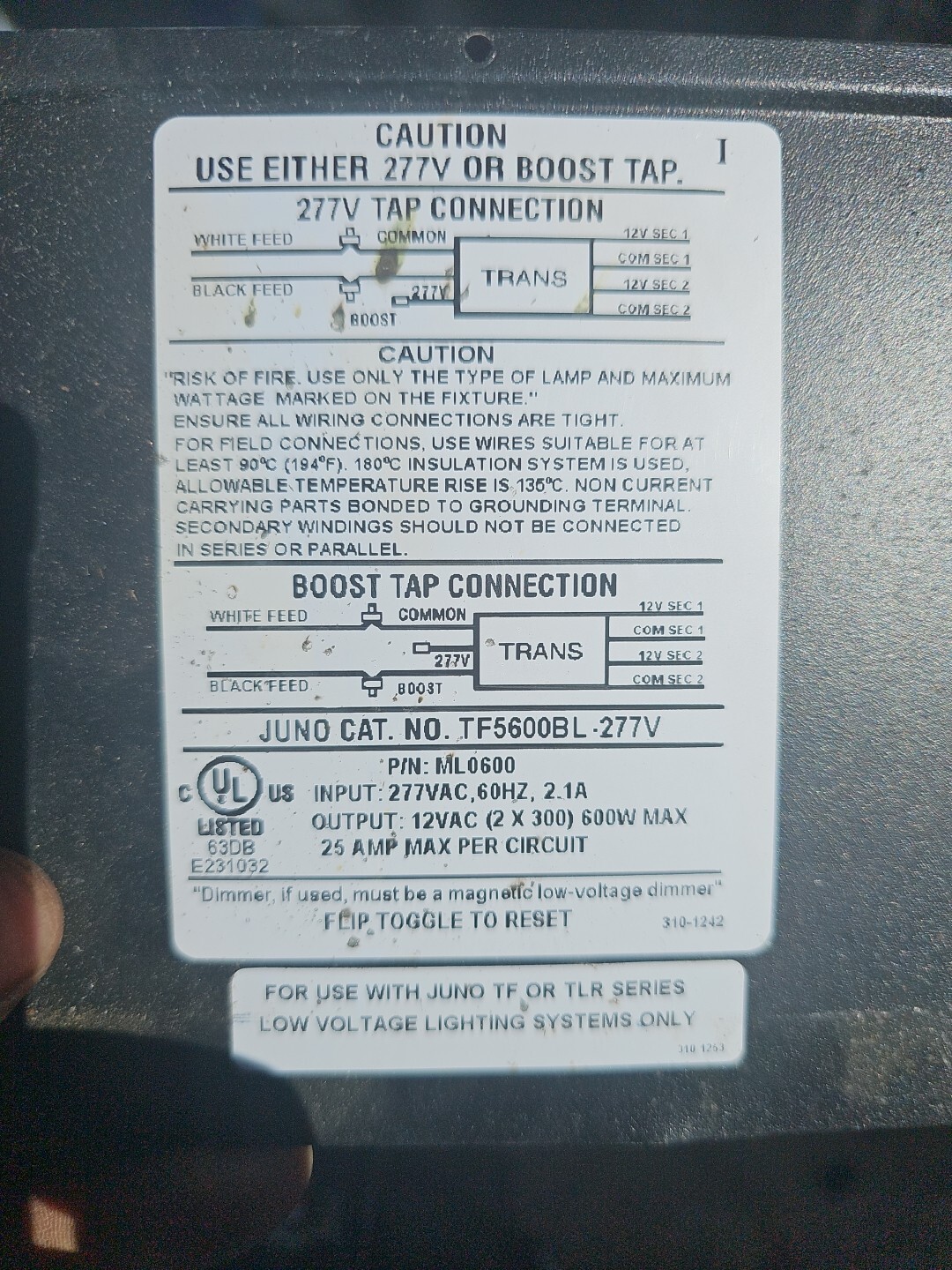Juno Lighting TF5600BL_277V, P/N:ML0600