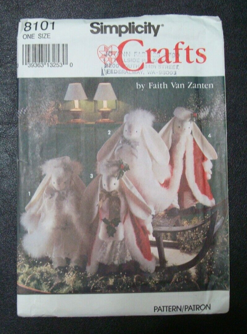 Simplicity Crafts Bunnies & Clothes  20" Christmas Coat Hat Muff Dress Uncut