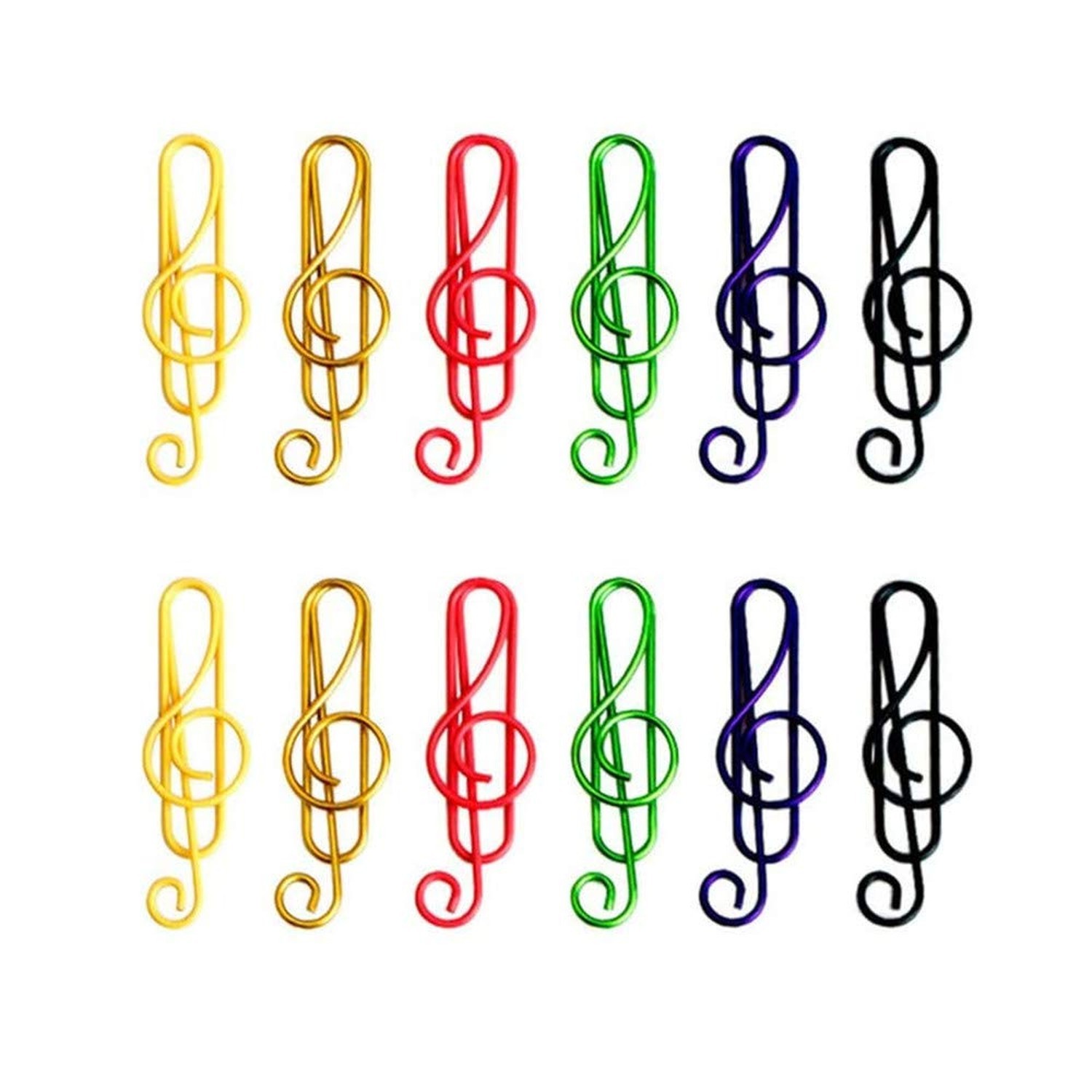 100 Pieces Music Paper Clips 6 Colors, Music Bookmark Metal Paper Clips Music...