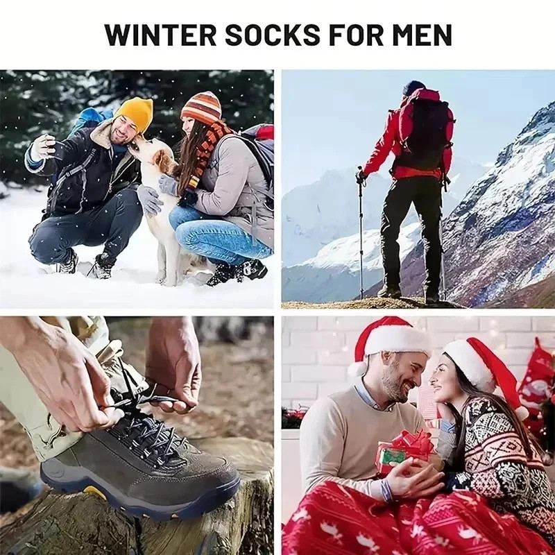 5 Pairs Merino Wool Socks Men Thick Thermal Hiking Cold Weather