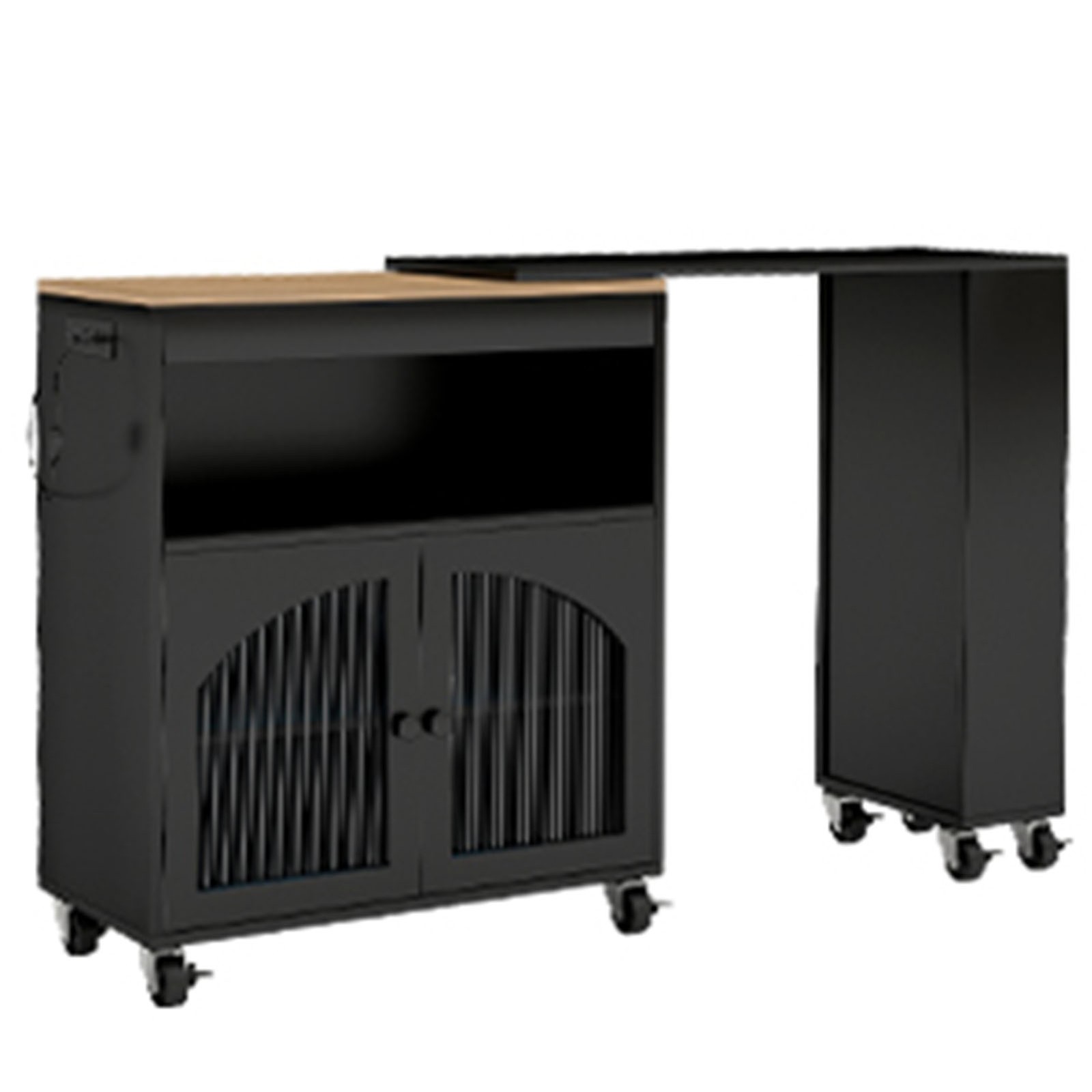Rolling Kitchen Island Table With LED Light Power Outlets For Kitchen SSNI