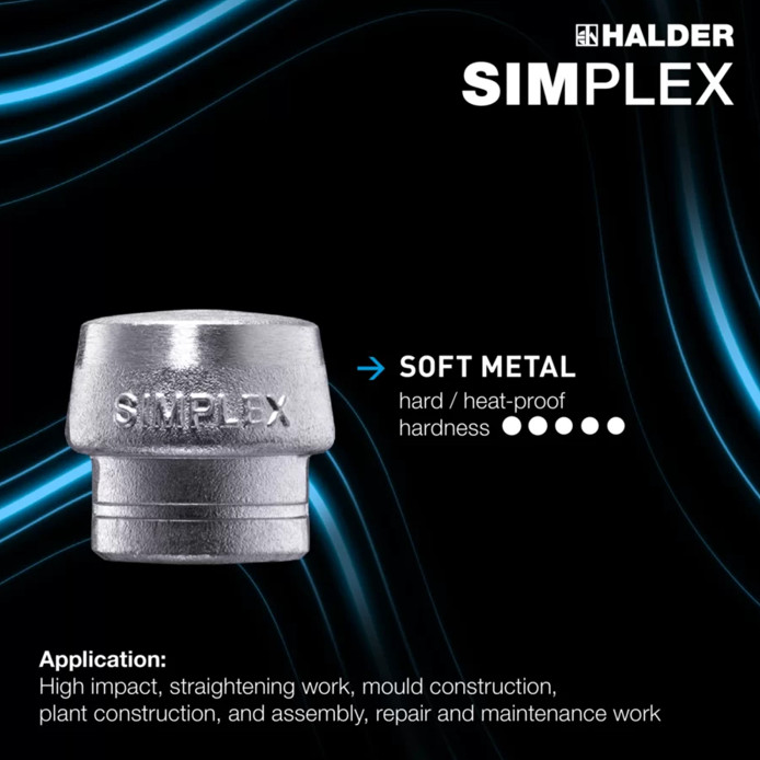 Halder 3209.060, Silver Soft Face Mallet Replacement Insert for Size 60 Simplex