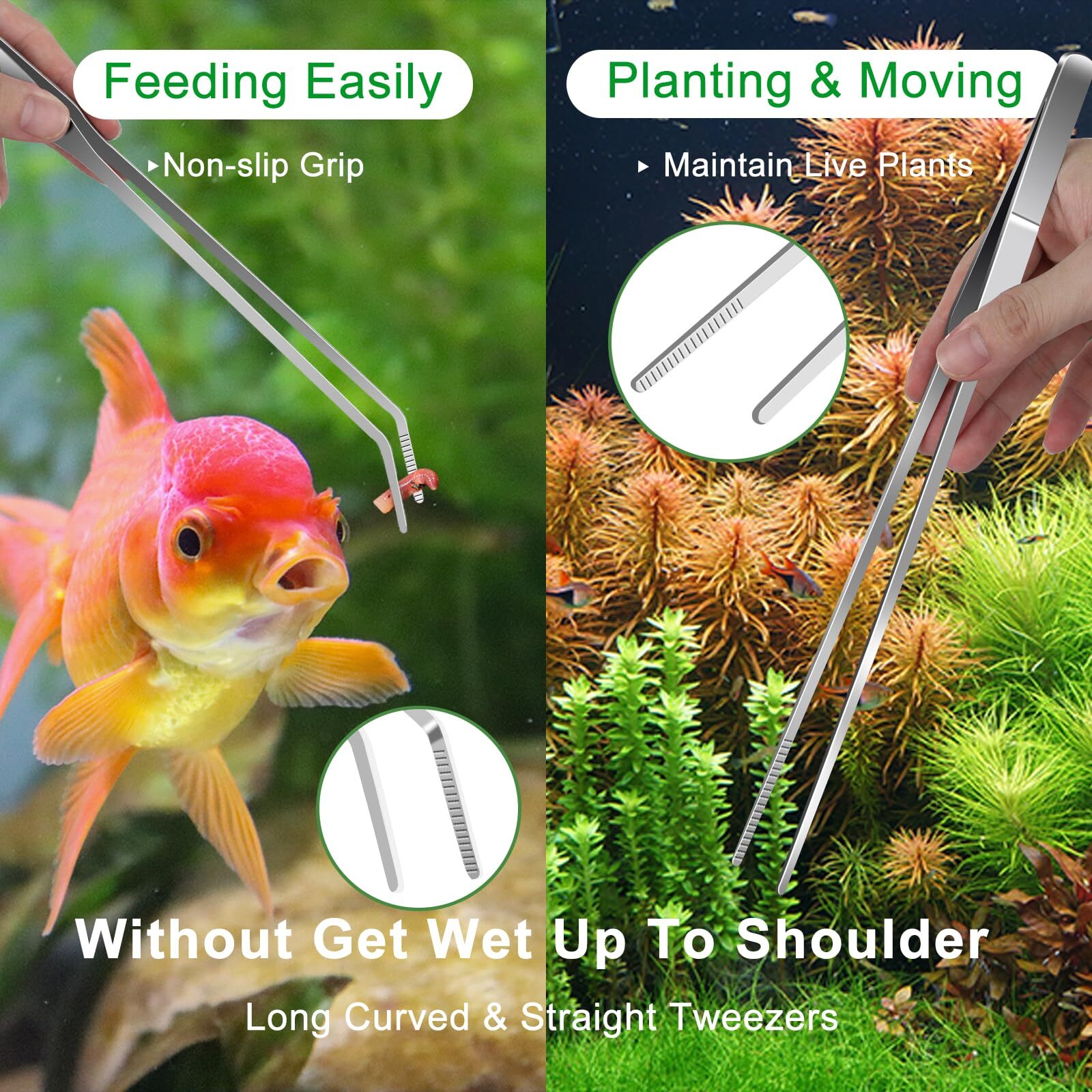 4 Pack Aquascaping Tools Kit Long Aquarium Tweezers Scissors Algae Scraper