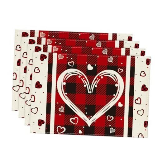 Black Love Mother's Day Placemats Set of 4, 12" x 18", Rectangular 4 Pcs Red
