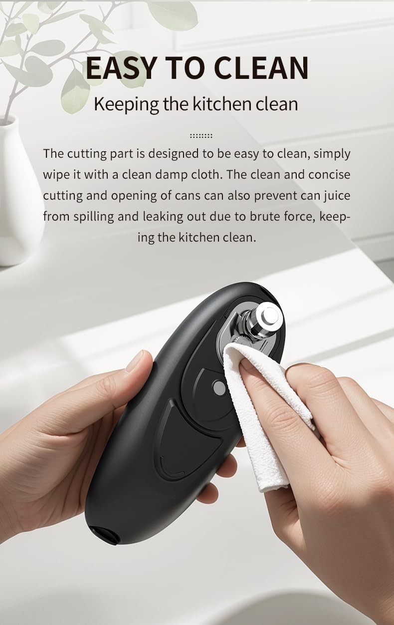 Automatic Can Opener for All Sizes Smooth Edge Magnetic Standard, Black