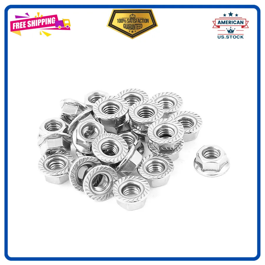 M6 x 1mm Thread 304 Stainless Steel Serrated Flange Hex Lock Nuts 26pcs