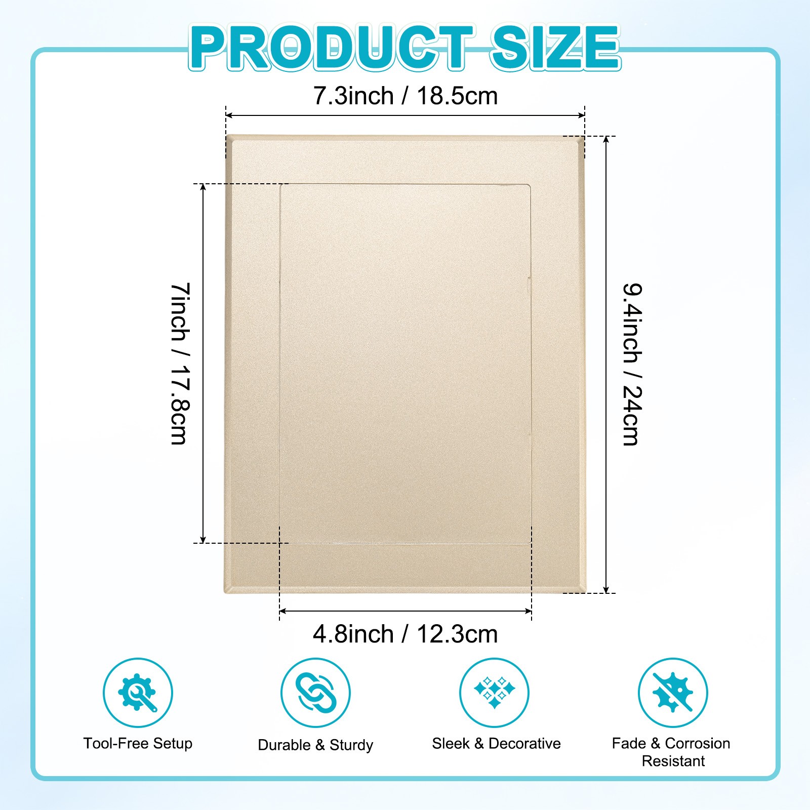 1-Pack Access Panel for Drywall, 7x5" Plastic Removable [Gold Tone, Rectangle]
