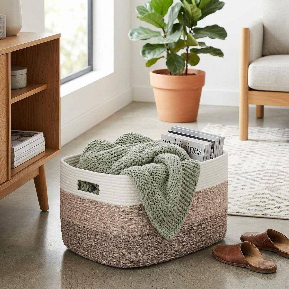 Brown 12 X 21 X 16 Rectangle Brown Laundry Basket (1-Pack)