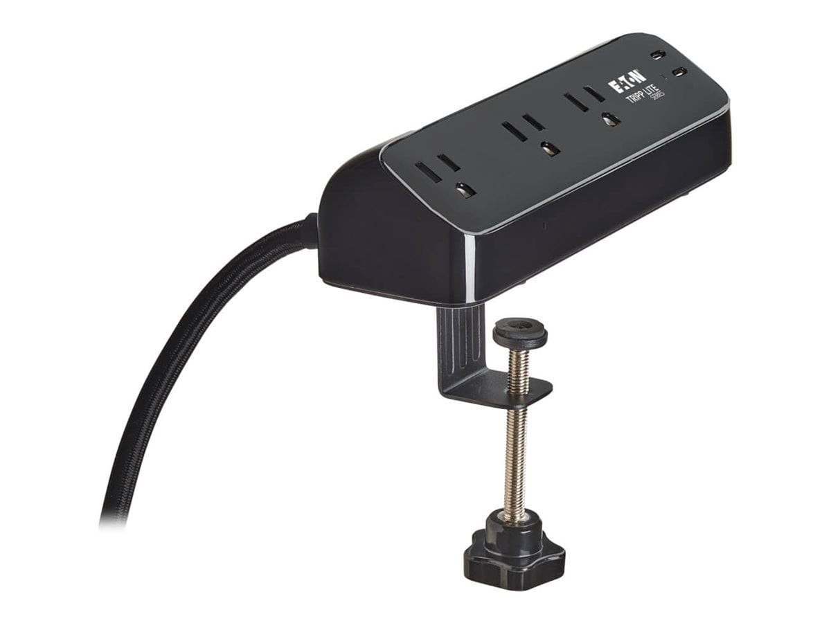 Eaton TLP310U30CLAMPB 3-Outlet Surge Protector w/ 2 USB-C 10 ft Black