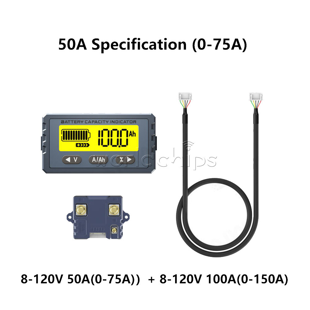 TY23 Coulometer Voltmeter 50A 100A Lifepo4 Battery Tester Capacity Indicator