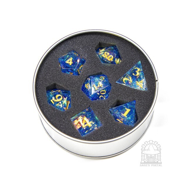 Sage's Exaltations - River Bend Sharp Edge Resin Polyhedral Dice Set