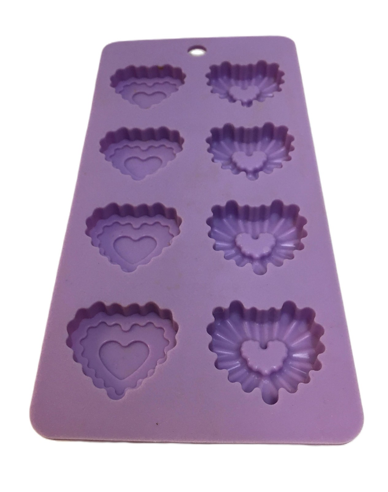2 Piece Silicone Mold Ice Cube Tray Candy Mold Shells Hearts NWT