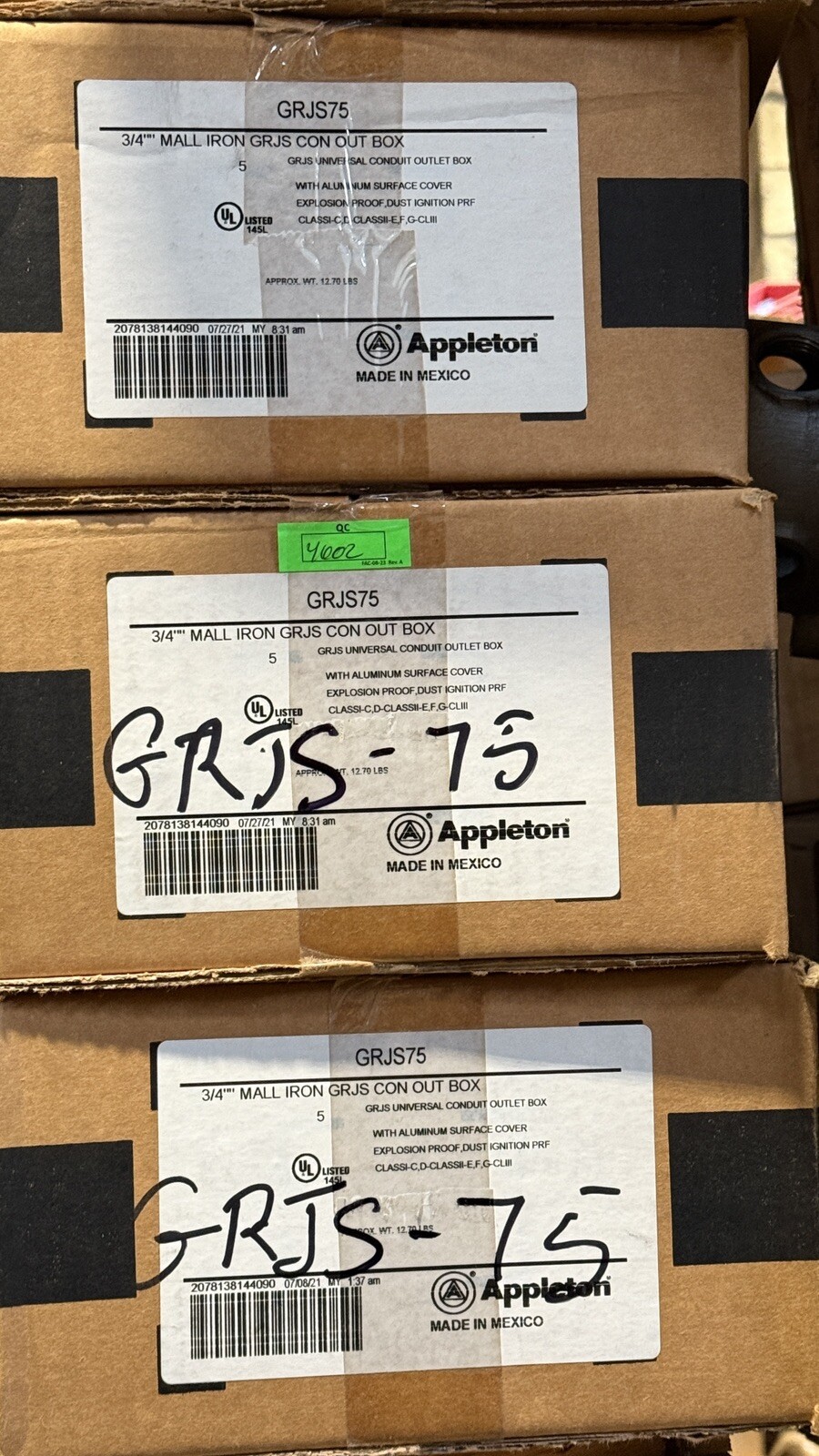 Appleton GRJS75 3/4” Explosion Proof Iron Outlet Box