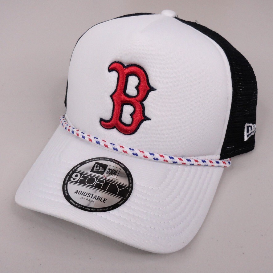 Boston Red Sox Hat Cap New Era 9Forty A-Frame Snapback Mesh Trucker Rope MLB New