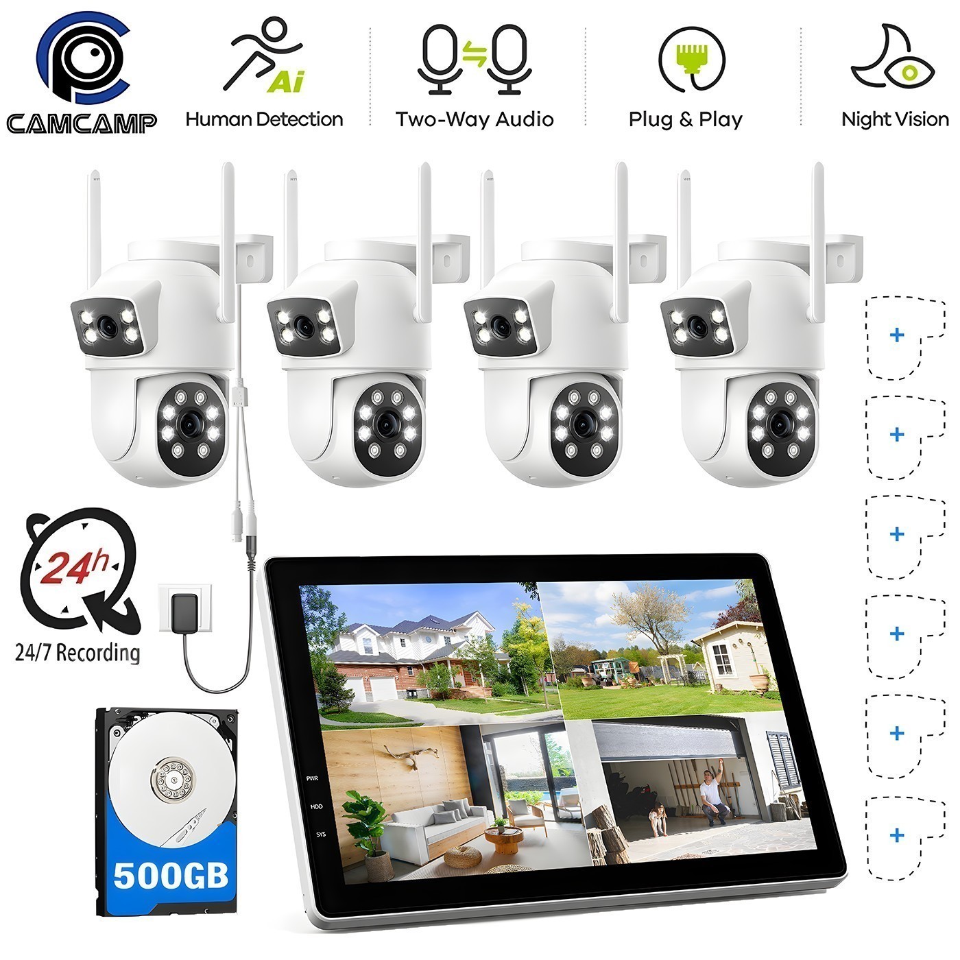 Wi-Fi Pro Wireless Security Camera System 2MP 4MP Plug-in Camera Indoor Outdoor