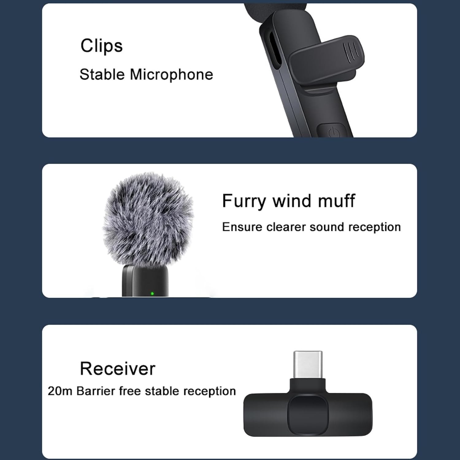 2 Microfono Pequeño Mini Inalambrico Para Celular Android Tipo C Reduccion Ruido