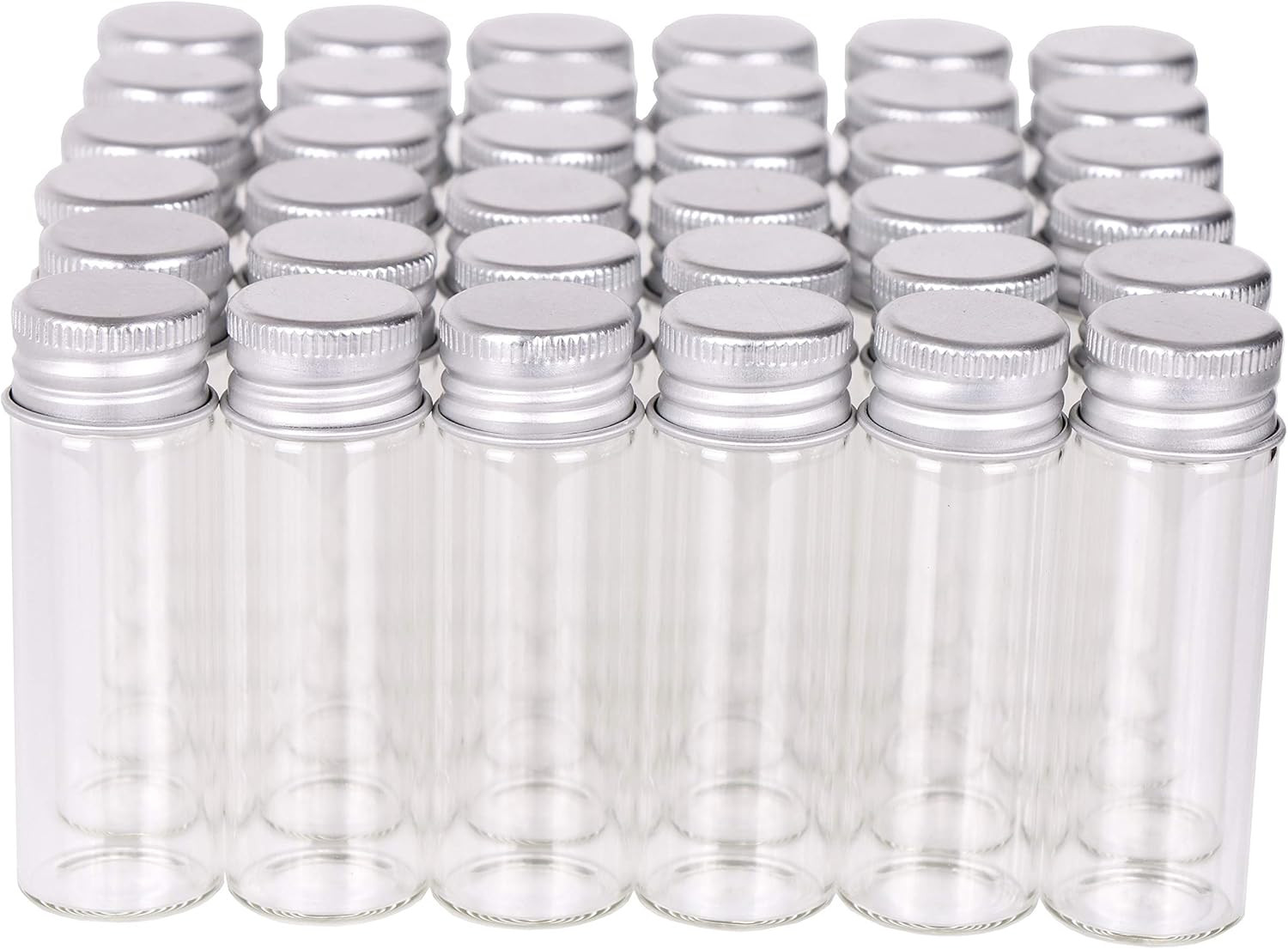100 Tiny Glass Bottles Clear Small Vials 15 Milliliter Empty Mini Jars with Alum