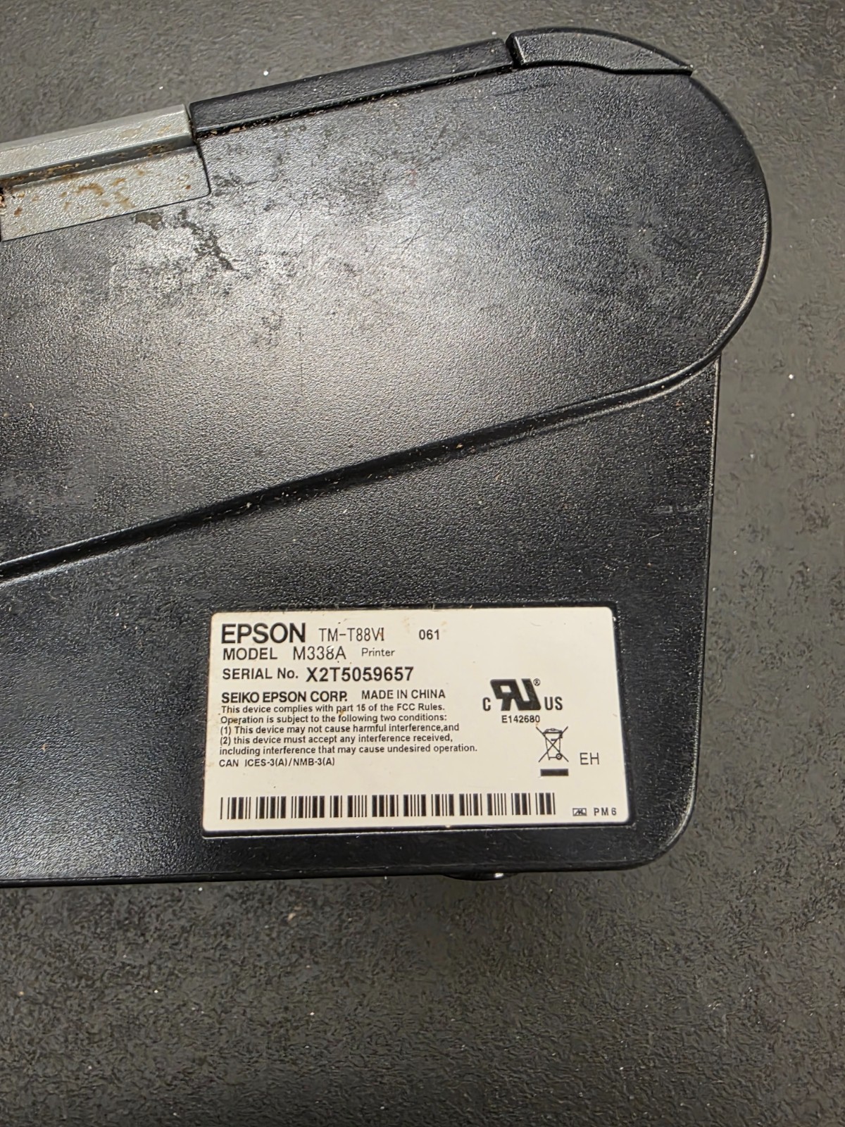 Epson TM-T88VI POS USB Thermal Printer M338A (Printer Only) UNTESTED/AS IS #23