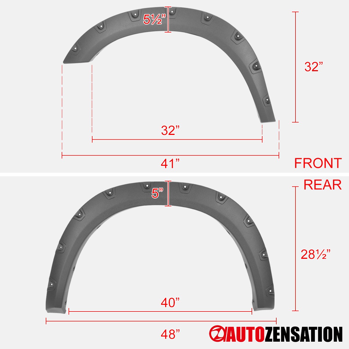 Fit 2019-2024 Dodge Ram 2500 3500 Textured Bolt-On Pocket Rivet Fender Flares
