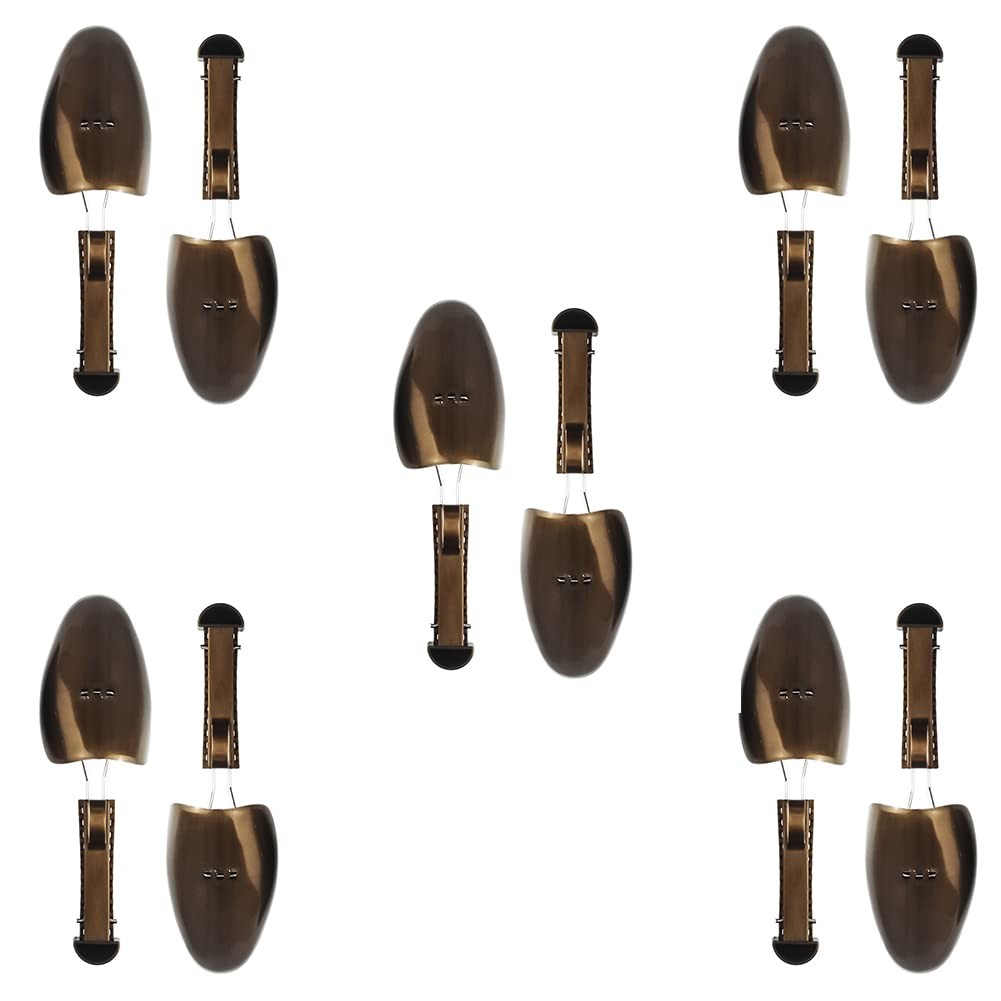 Plastic Shoe Tree Stretcher 5 Pairs Adjustable Length Shaper Brown for Men