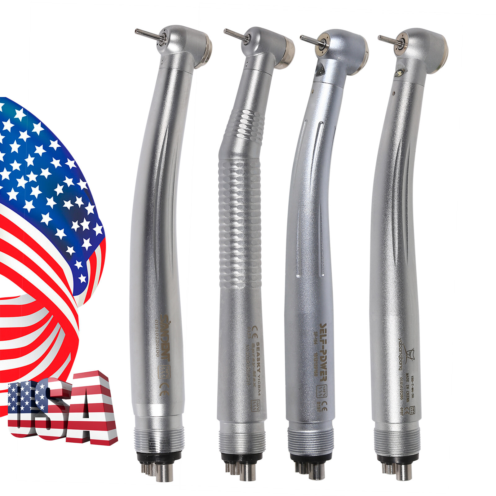 Dental High Fast Speed (LED E-generator) Turbine Handpiece 4-Hole fit NSK /Kavo