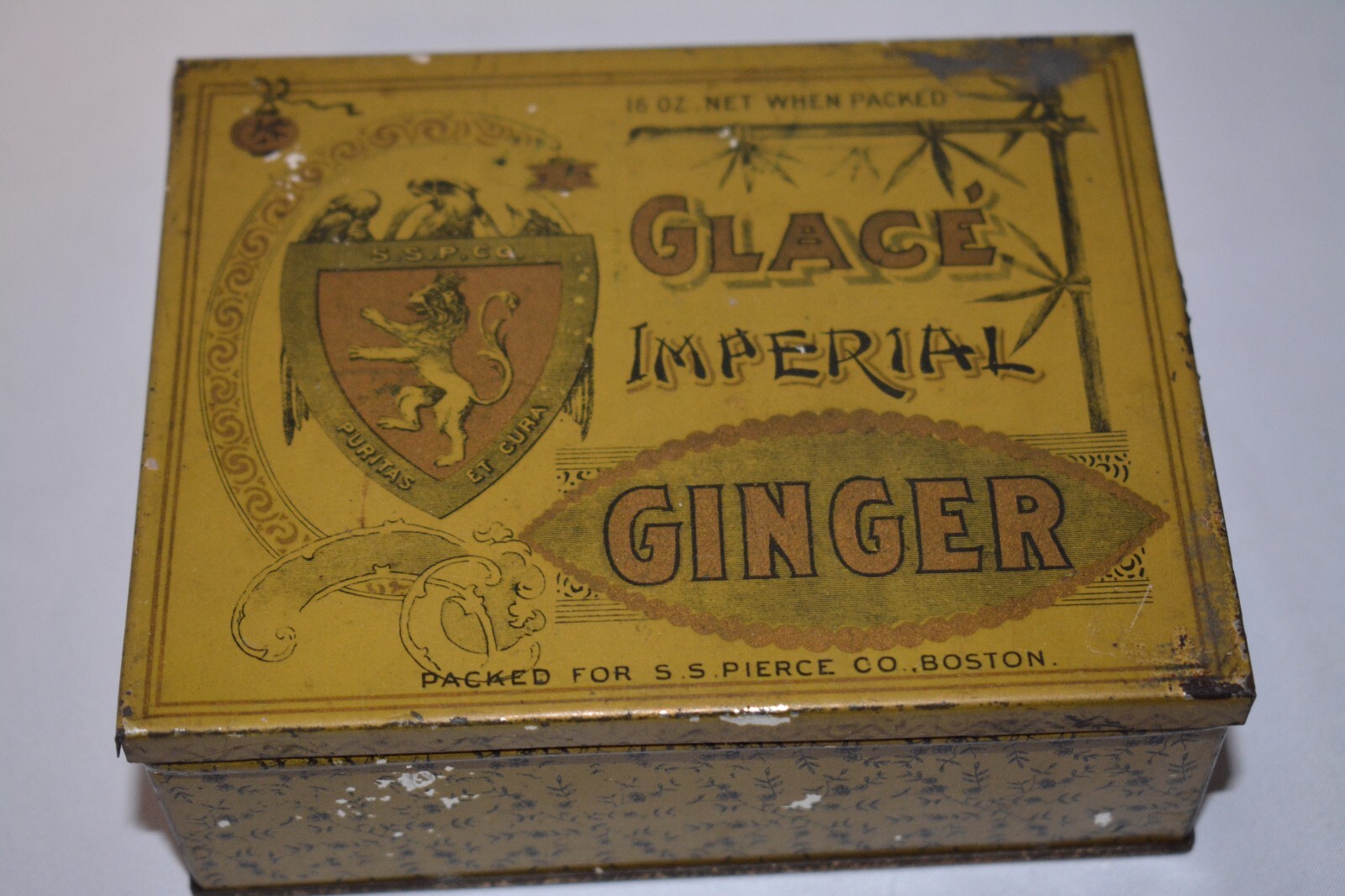 Vintage Glace Imperial Ginger Tin SS Pierce Co Boston