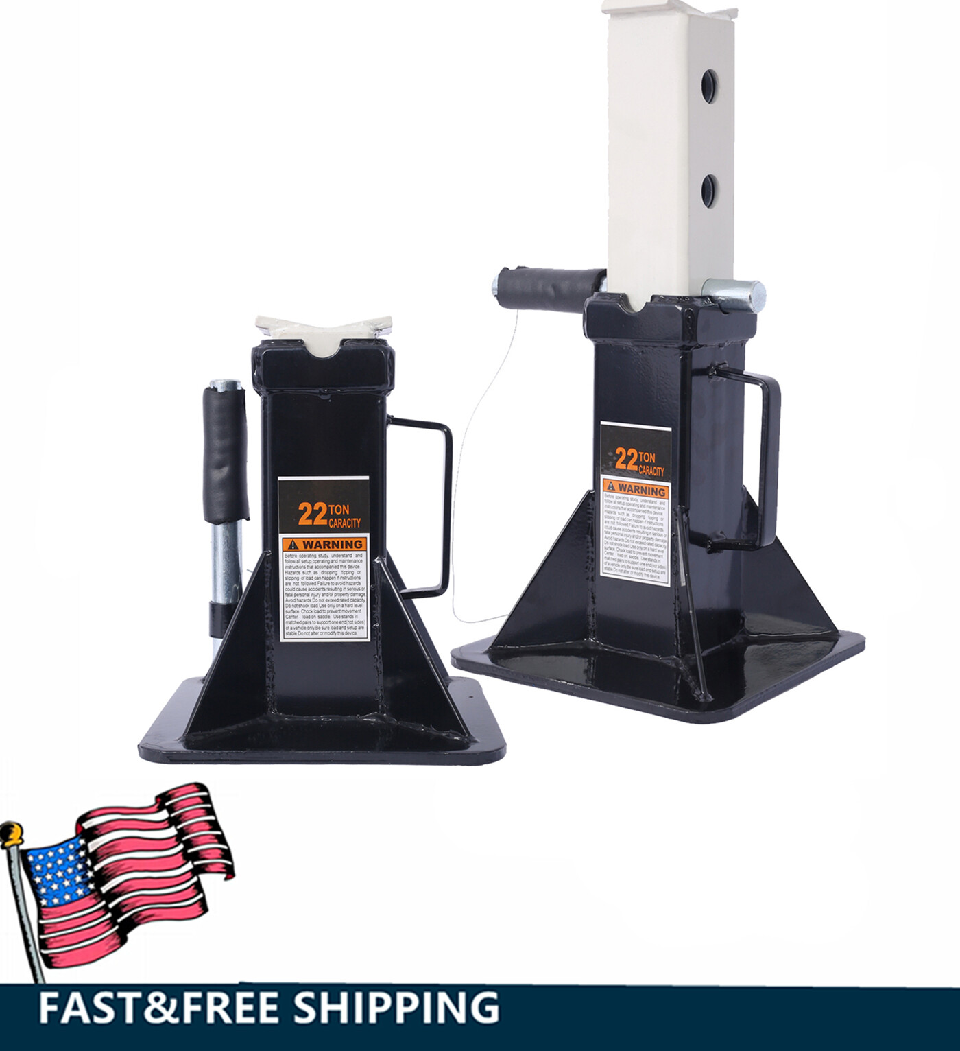 1Pair 44000lbs Capacity Jack Stands Pin Style Lock Adjustable Height Steel Jack