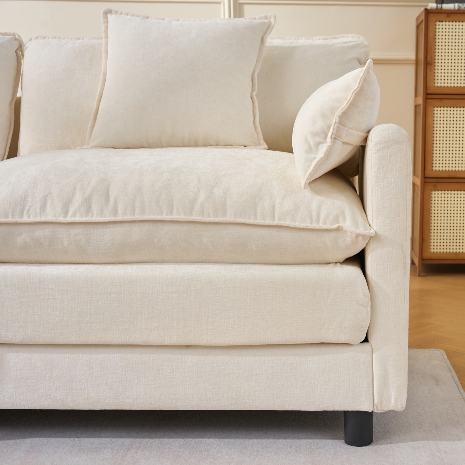 Modern Upholstered Accent Chair Armchair Chaise with Ottoman for Living Room