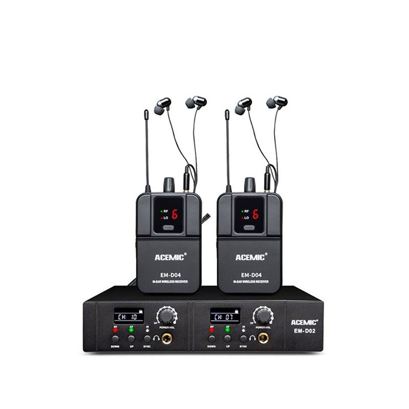 UHF Dual Channels Wireless In Ear Monitor System Stage Live Earphone