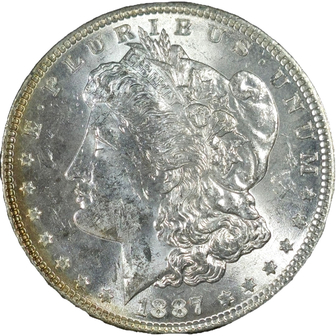 1887 MORGAN SILVER DOLLAR $1 UNCIRCULATED BU NICE LUSTER & DETAILS (D92)