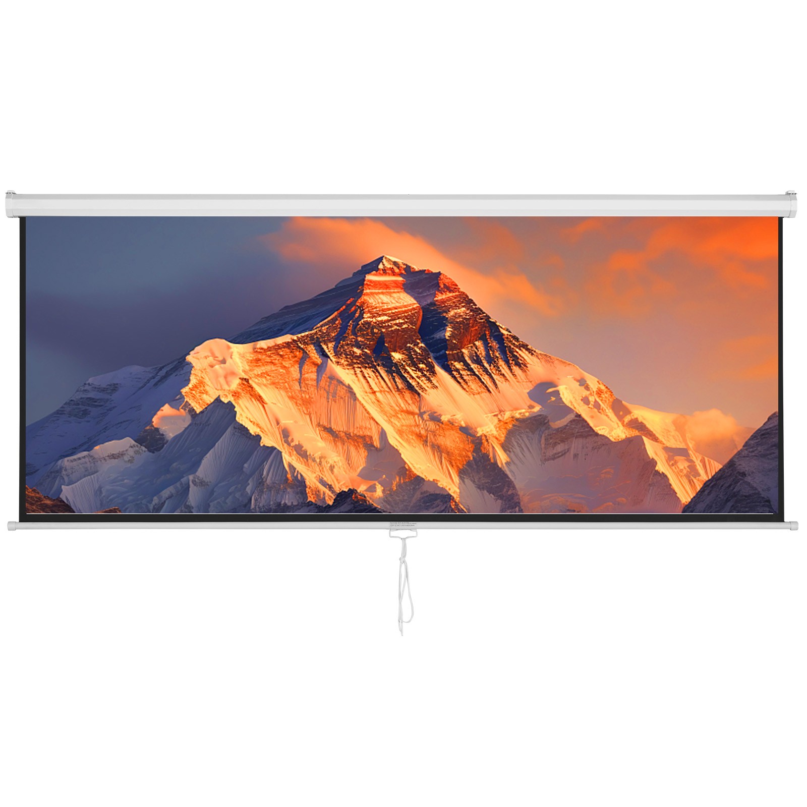 VEVOR Manual Pull Down Projector Screen 100 inch 16:9 4K 1080 HD Retractable