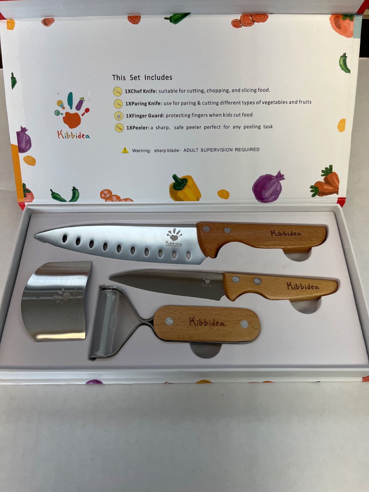 Kibbidea Kid’s Kitchen Knives & Peeler Set, Ages: 7+ Yrs.