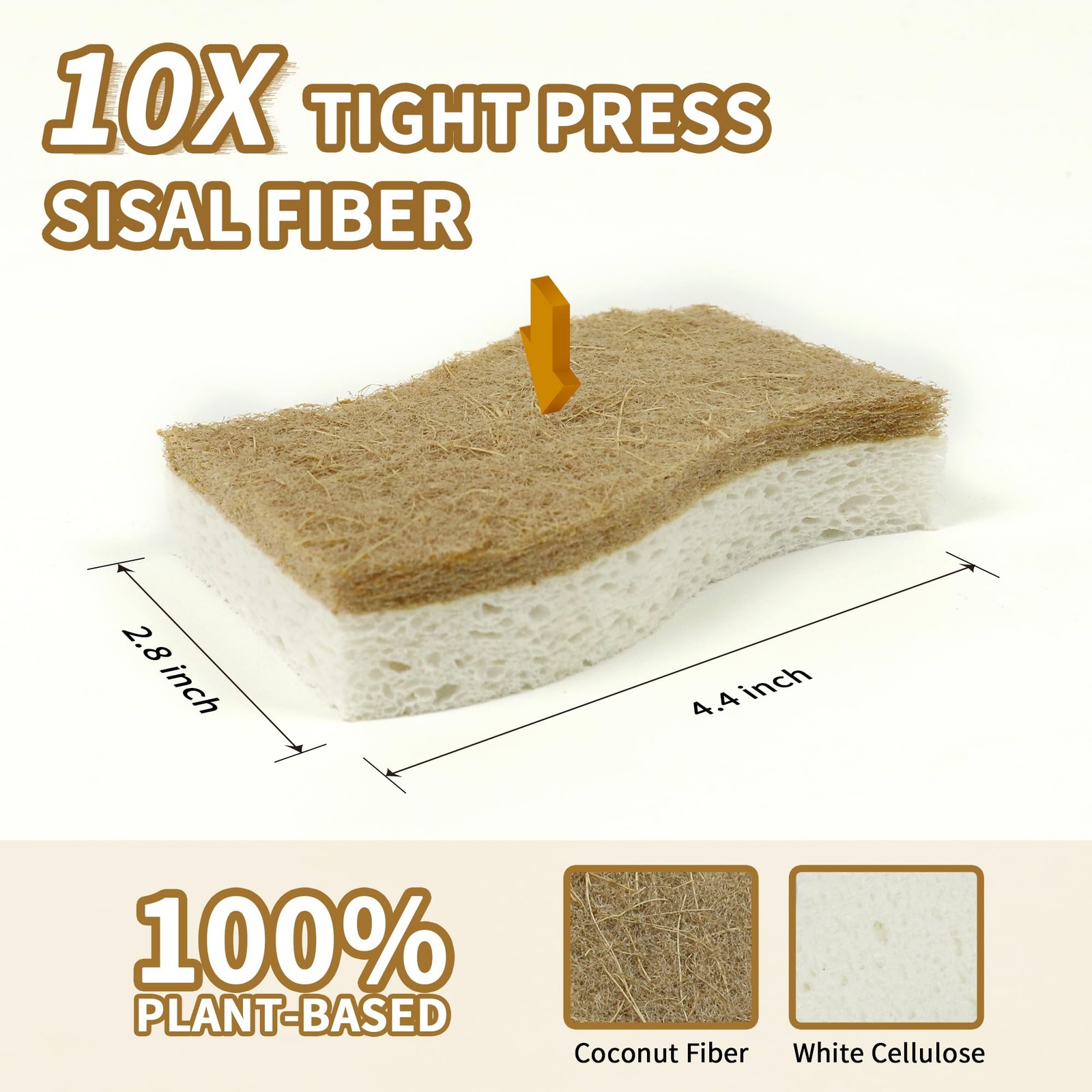 12 Pack Natural Kitchen Sponges, Biodegradable & Compostable | Non-Scratch Ce...