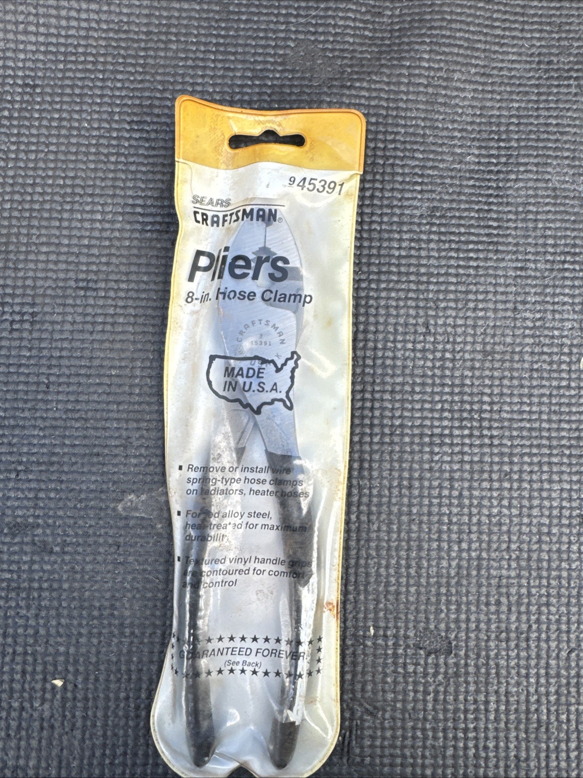 NOS Sears Craftsman USA WF 45391 8" Black Grip Hose Clamp Slip Joint Pliers Rare