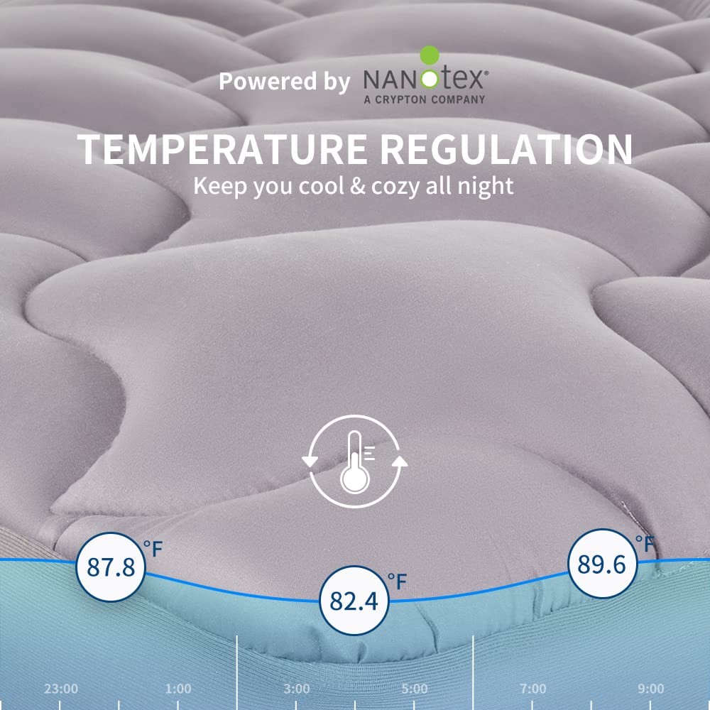 SLEEP ZONE Mattress Pad Cal King Cooling California King, Gray