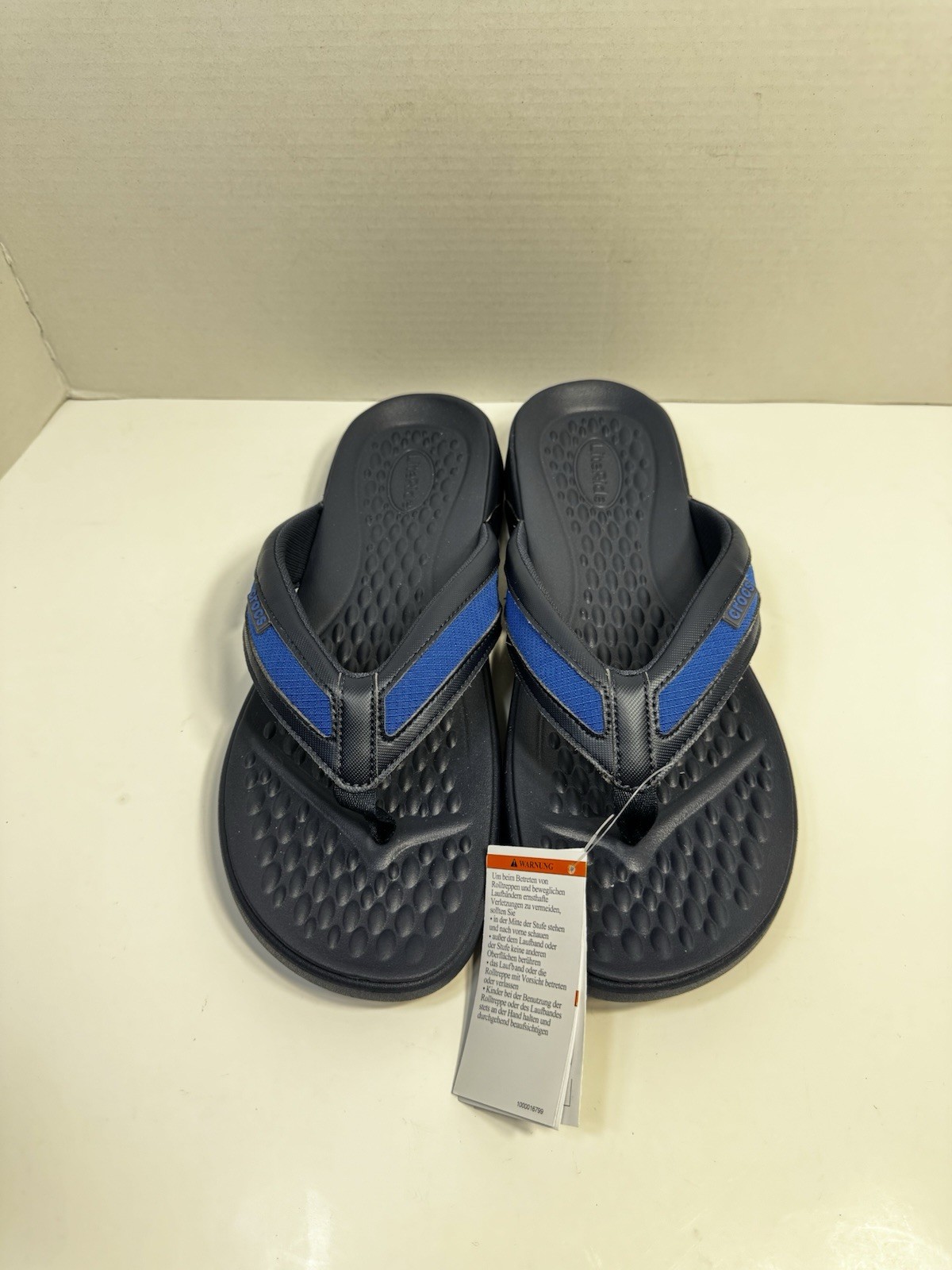 Crocs Yukon Sport LiteRide Flip Flops Sandles Mens Navy Blue Slip-On Thong - 13