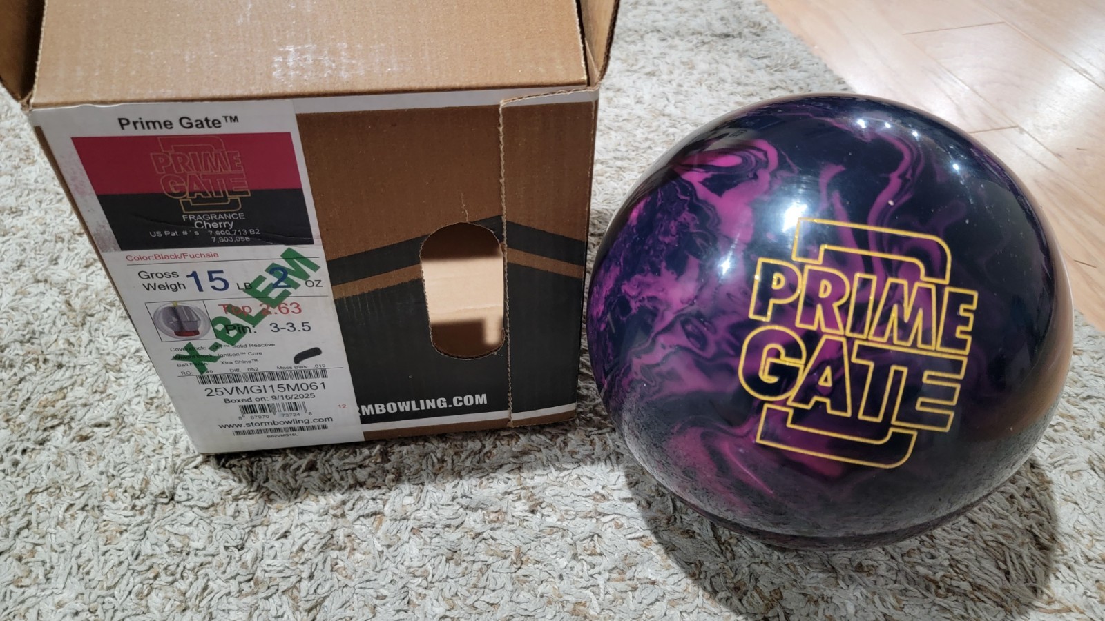 Storm Prime Gate Bowling Ball Overseas X-Blem | 15 Pounds | Mislabeled MB + Ding