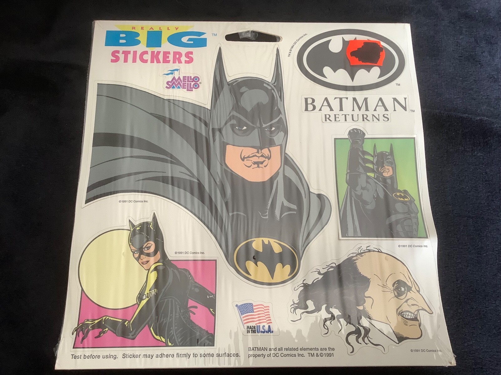 1991 Sealed BATMAN RETURNS Really Big Stickers Mello Smello DC Comics